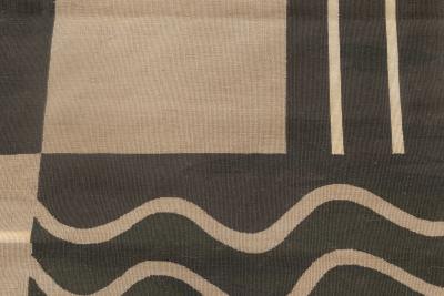 Doris Leslie Blau Collection Aubusson Geometric Design Beige Dark Green Wool Rug