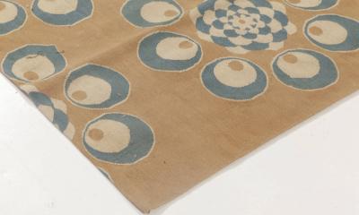 Doris Leslie Blau Collection Aubusson Style Blue Ivory Brown Bold Modern Rug