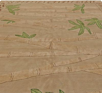 Doris Leslie Blau Collection Bamboo Brown Fresh Green Handmade Wool Silk Rug