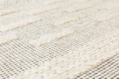 Doris Leslie Blau Collection Bauer Geometric Beige Black Handmade Wool Rug I