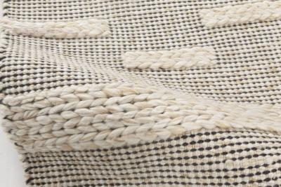 Doris Leslie Blau Collection Bauer Geometric Beige Black Handmade Wool Rug I