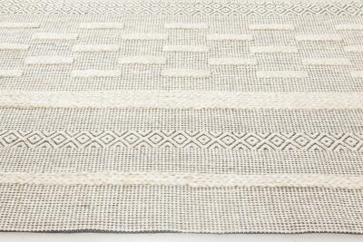 Doris Leslie Blau Collection Bauer Geometric Beige Black Handmade Wool Rug I