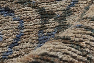 Doris Leslie Blau Collection Beige Gray and Sky Blue Hand Knotted Hemp Rug