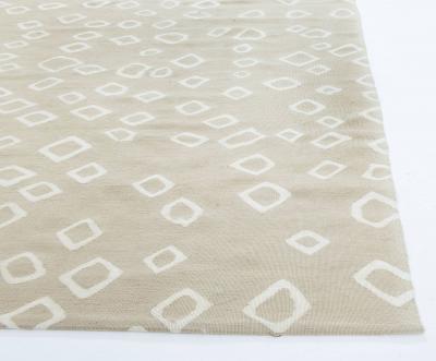 Doris Leslie Blau Collection Beige and White Flat Weave Wool Rug