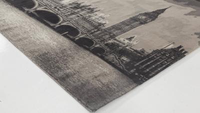 Doris Leslie Blau Collection Big Ben Design Black and Gray Handwoven Wool Rug