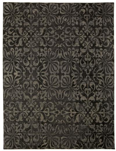 Doris Leslie Blau Collection Black and Gray Passion Flowers Rug