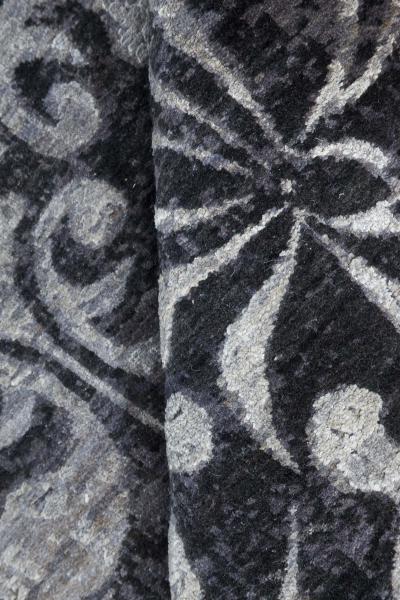 Doris Leslie Blau Collection Black and Gray Passion Flowers Rug