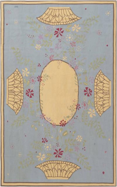 Doris Leslie Blau Collection Blue Abusson Style Floral Wool Rug by Thomas Jayne