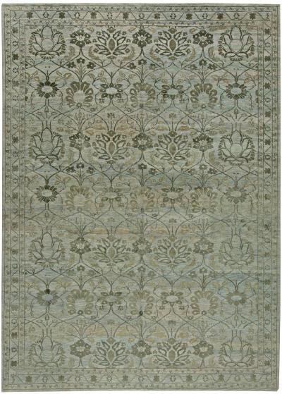 Doris Leslie Blau Collection Blue and Golden Beige Indian Inspired Design II Rug