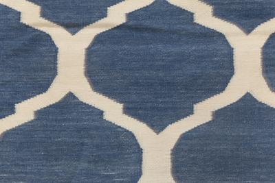 Doris Leslie Blau Collection Bold Indian Dhurrie Blue White Handmade Cotton Rug