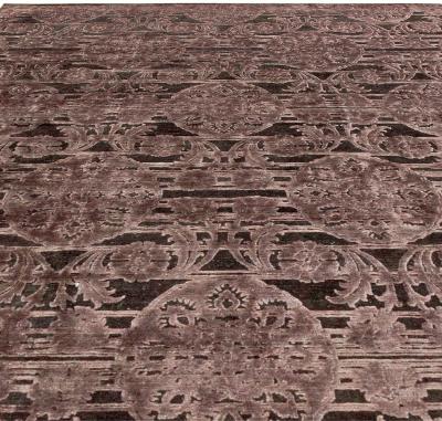 Doris Leslie Blau Collection Bold Indian Lilac Plum Handwoven Silk Wool Rug