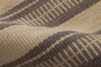 Doris Leslie Blau Collection Brown Beige Striped Modern Flat Weave Wool Rug