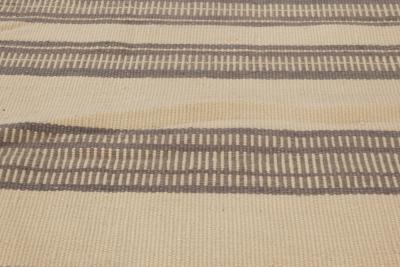 Doris Leslie Blau Collection Brown Beige Striped Modern Flat Weave Wool Rug