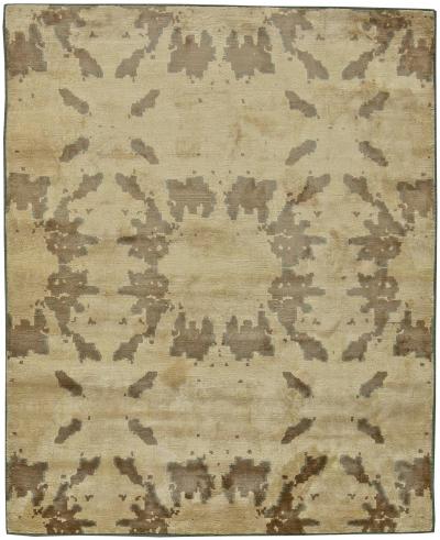 Doris Leslie Blau Collection Contemporary Abstract Beige Brown Handmade Silk Rug