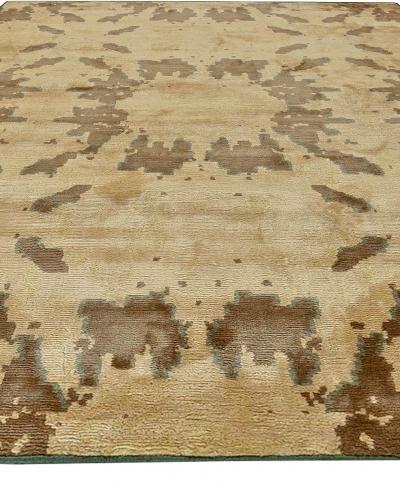 Doris Leslie Blau Collection Contemporary Abstract Beige Brown Handmade Silk Rug