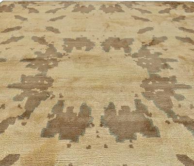 Doris Leslie Blau Collection Contemporary Abstract Beige Brown Handmade Silk Rug