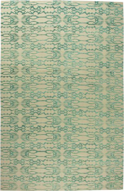 Doris Leslie Blau Collection Contemporary Abstract Blue Ikat Silk Wool Rug