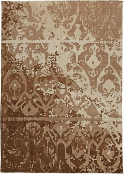 Doris Leslie Blau Collection Contemporary Abstract Design Rug in Brown and Beige