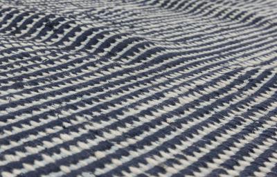 Doris Leslie Blau Collection Contemporary Blue Striped Flat Weave Wool Rug