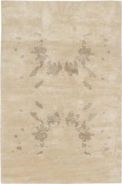 Doris Leslie Blau Collection Contemporary Botanic Beige Silk Rug