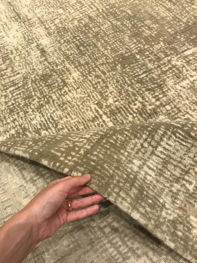 Doris Leslie Blau Collection Contemporary Gold Beige Handmade Wool Silk Rug