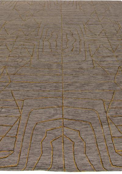 Doris Leslie Blau Collection Contemporary Hive Gray Gold Rug by Kim Alexandriuk