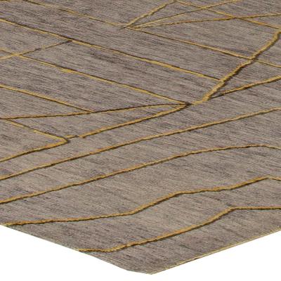 Doris Leslie Blau Collection Contemporary Hive Gray Gold Rug by Kim Alexandriuk