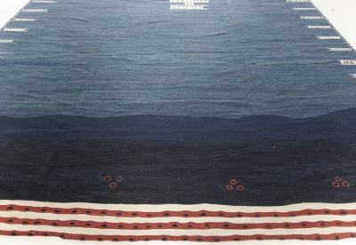 Doris Leslie Blau Collection Contemporary Kilim Rug in Blue Gray Ivory Red