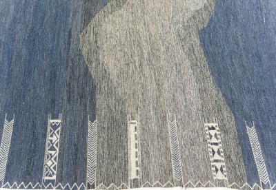 Doris Leslie Blau Collection Contemporary Kilim Rug in Blue Gray Ivory Red