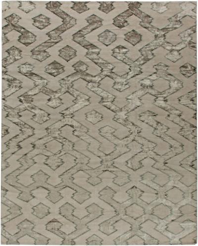 Doris Leslie Blau Collection Contemporary Silver Gray Hand Knotted Wool Silk Rug
