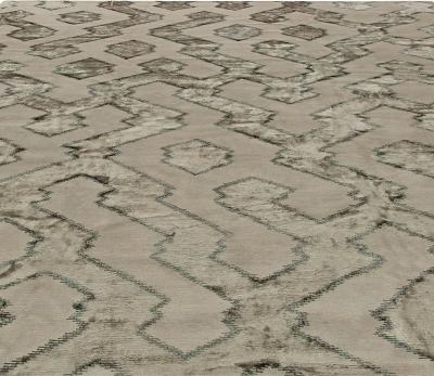 Doris Leslie Blau Collection Contemporary Silver Gray Hand Knotted Wool Silk Rug