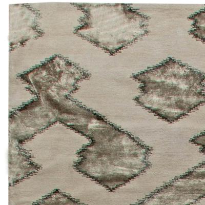 Doris Leslie Blau Collection Contemporary Silver Gray Hand Knotted Wool Silk Rug