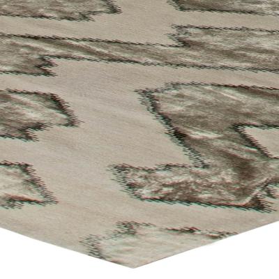 Doris Leslie Blau Collection Contemporary Silver Gray Hand Knotted Wool Silk Rug