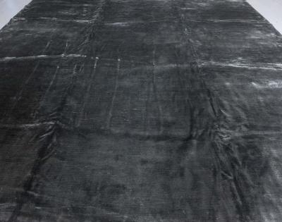 Doris Leslie Blau Collection Contemporary Solid Steel Gray Hand Knotted Silk Rug