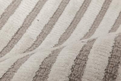 Doris Leslie Blau Collection Contemporary Striped Beige Gray Handmade Wool Rug