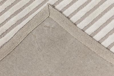 Doris Leslie Blau Collection Contemporary Striped Beige Gray Handmade Wool Rug