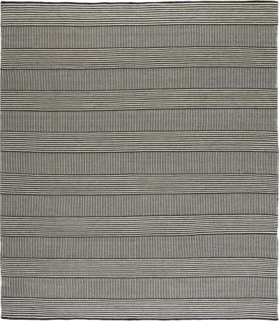 Doris Leslie Blau Collection Custom Flat Woven Wool Rug in Black White Stripes