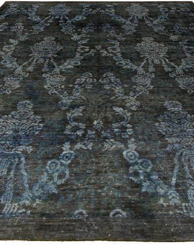 Doris Leslie Blau Collection Damask Navy and Blue Handmade Wool Rug