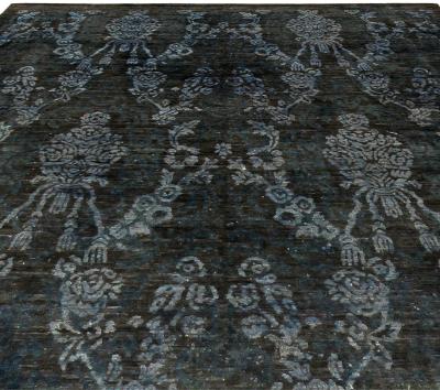 Doris Leslie Blau Collection Damask Navy and Blue Handmade Wool Rug