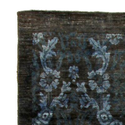 Doris Leslie Blau Collection Damask Navy and Blue Handmade Wool Rug