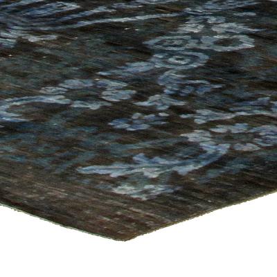 Doris Leslie Blau Collection Damask Navy and Blue Handmade Wool Rug