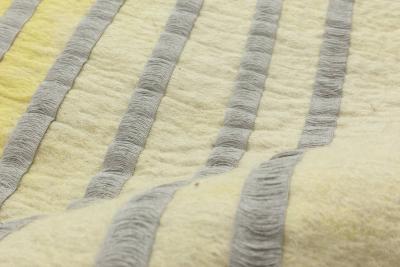 Doris Leslie Blau Collection Double Sided Gray Yellow Striped Handcrafted Rug