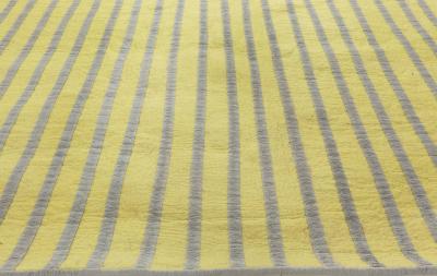 Doris Leslie Blau Collection Double Sided Gray Yellow Striped Handcrafted Rug