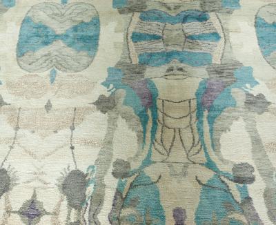 Doris Leslie Blau Collection Eskayel Silk Rug in Turquoise Brown Beige Purple