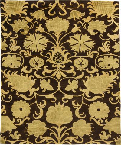 Doris Leslie Blau Collection European Inspired Gold Brown Handmade Wool Rug