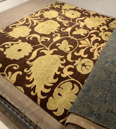 Doris Leslie Blau Collection European Inspired Gold Brown Handmade Wool Rug