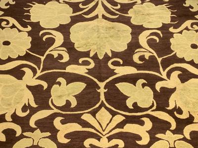 Doris Leslie Blau Collection European Inspired Gold Brown Handmade Wool Rug