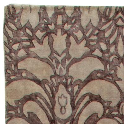 Doris Leslie Blau Collection Floral Design Handmade Wool Rug in Brown and Beige
