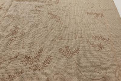 Doris Leslie Blau Collection Floral Design Needlepoint Eric Cohler Rug in Beige