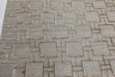 Doris Leslie Blau Collection Geo Henley Silk and Wool Rug in Silver Grey